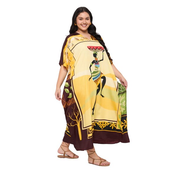 Gypsie Blu Women Plus Size Polyester Caftan Dress Kimono Sleeve Maxi Dresses - Picture 4 of 8
